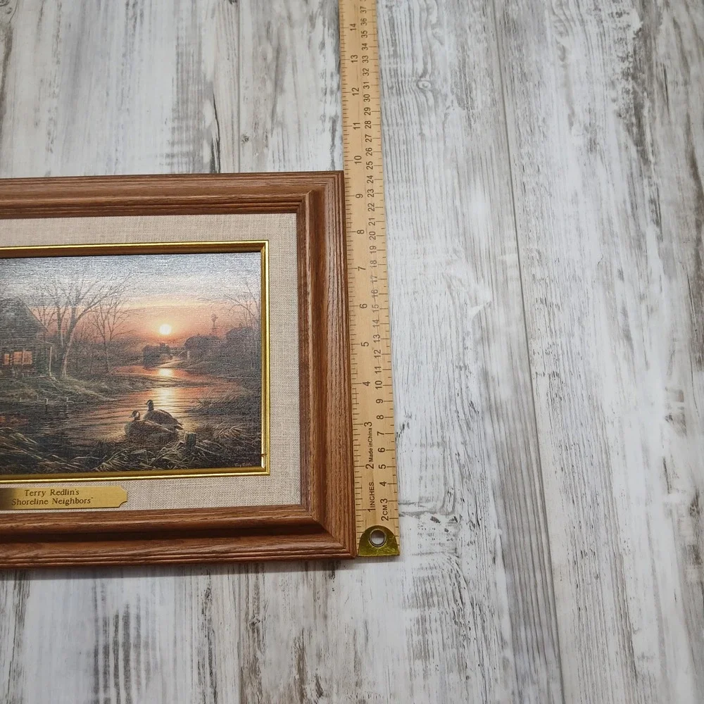 Terry Redlin Shoreline Neighbors Framed Art Linen Design Presentation Plaque